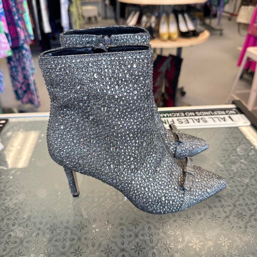 INC Silver Rhinestone Ankle Boots 7.5